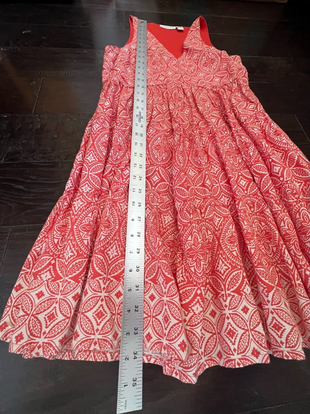Sincerely Jules Red & White Printed Tiered Sleeveless Dress - Size M EUC - Picture 8 of 8